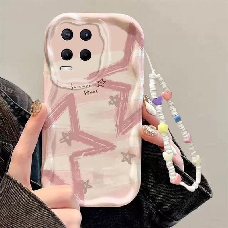 OPPOrealme8 Mobile Phone Case Pink Star Advanced All-inclusive Anti-drop Real Me 8Pro Ultra-thin Protective Case Soft Case