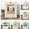 Illustration R-Retro Camping Throw Lightweight 240g Flannel Blanket Soft Skin-friendly for Summer Cooling
