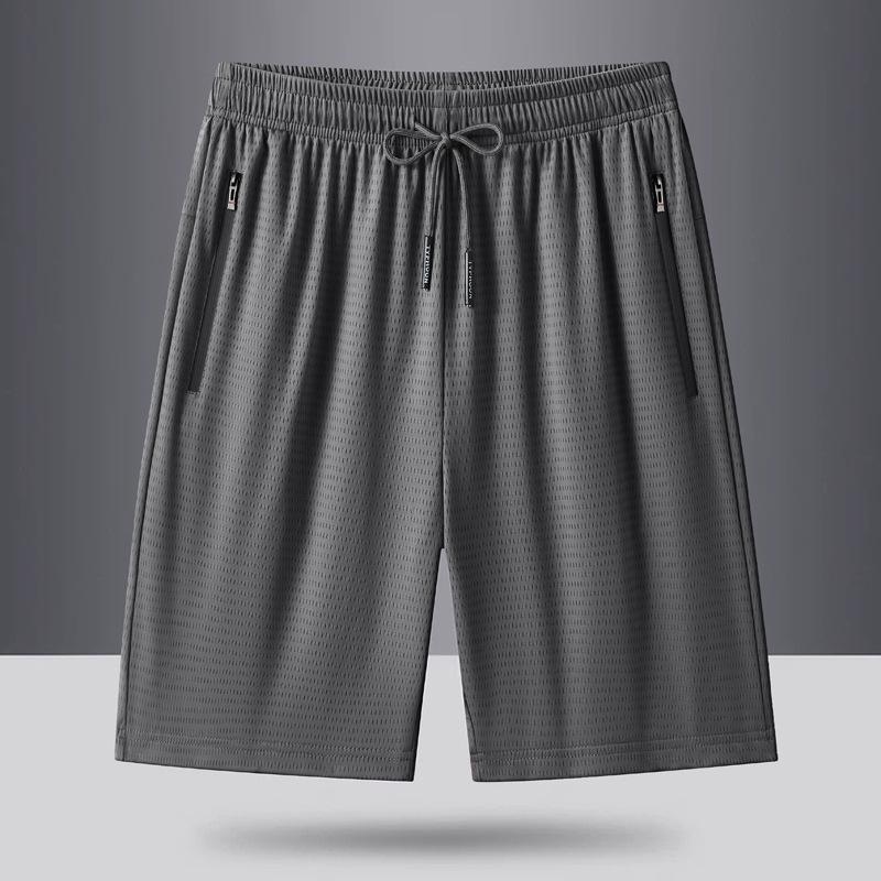

Чоловічі літні спортивні шорти середньої довжини з крижаного шовку - Вільний крій, Пляжні та Повітряні, Доступні великі розміри 4XL сірий колір