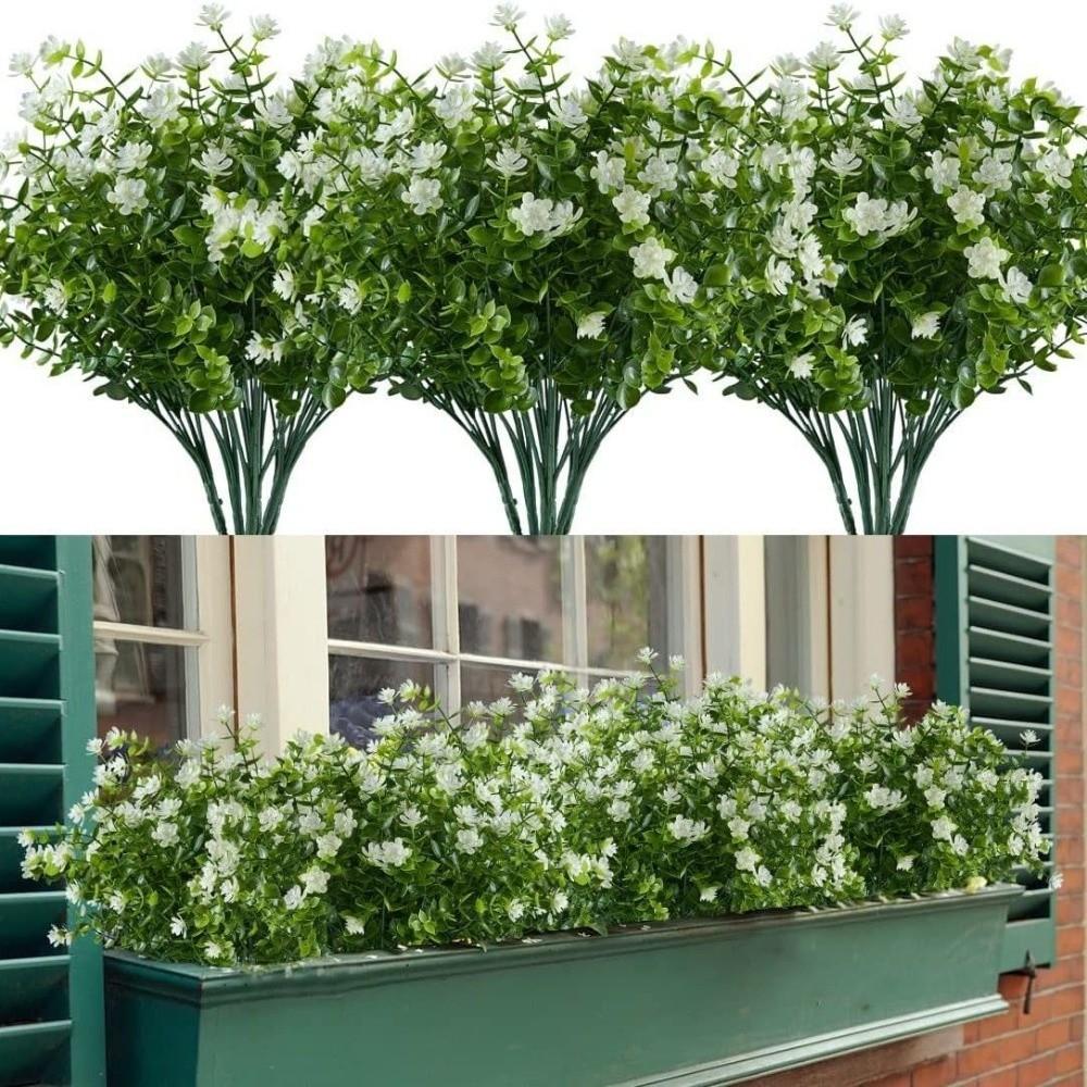 12pcs Artificial Eucalyptus Camellia Flower UV Resistant Party Supplies Fake Flowers Plastic Floral Bouquets DIY Accessories