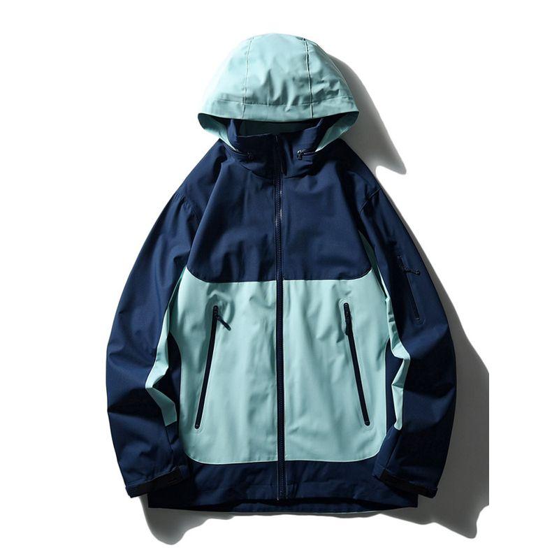 Outdoor Patchwork Contrast Color Jacket Outerwear Men's Spring and Autumn Windproof Waterproof Sports Trench coat Foreign Trade Men's Clothing Jacket
