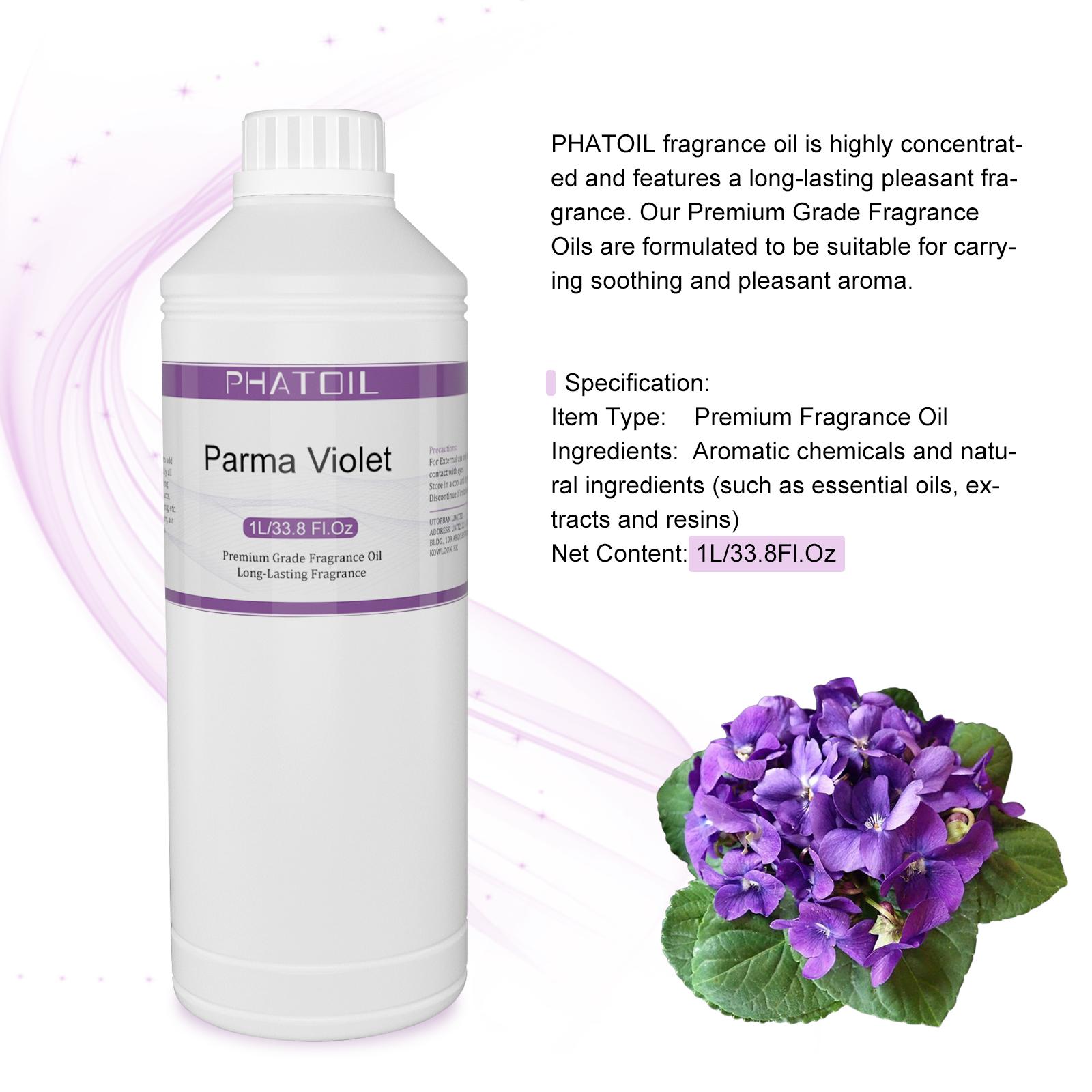 

PHATOIL 1000 мл/33,8 жидких унций Ароматические масла для диффузоров, изготовления свечей, парфюмерии своими руками, освежителей воздуха, идеально подходят для домашнего офиса в автомобиле Parma Violet