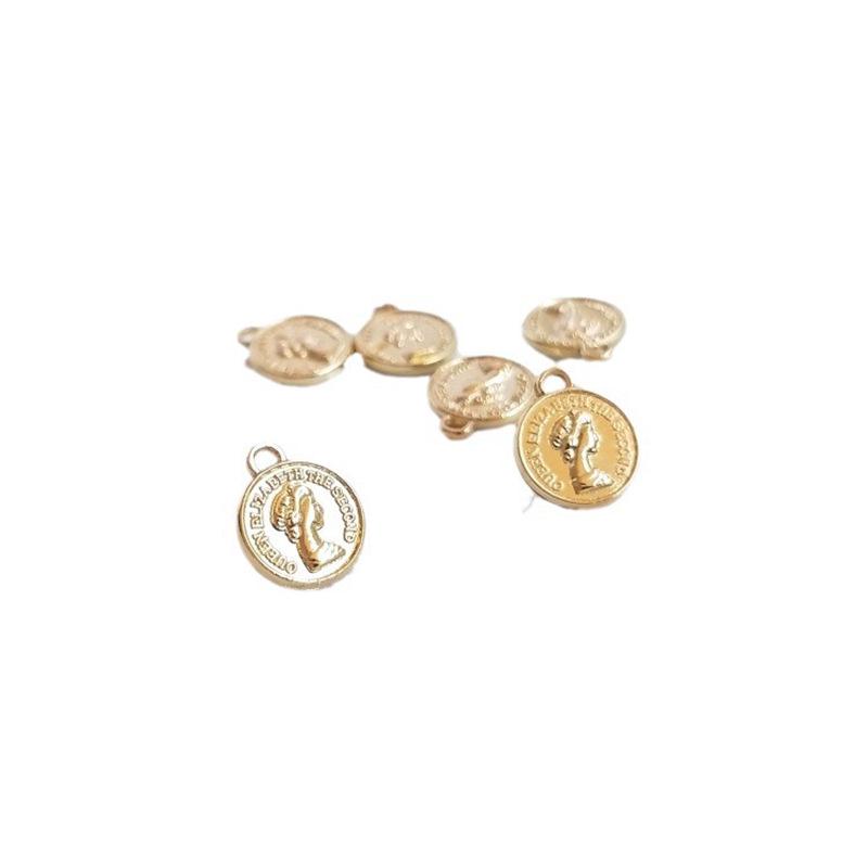 14K Gold-Filled Color-Preserving Queen Elizabeth Coin Pendant Charm for DIY Jewelry