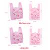 50pcs Disposable Peach Fruit Pattern Hand Bag Packaged Flower Takeaway Bags Snack Double Ear Plastic Vest Handle Shopping Pouch
