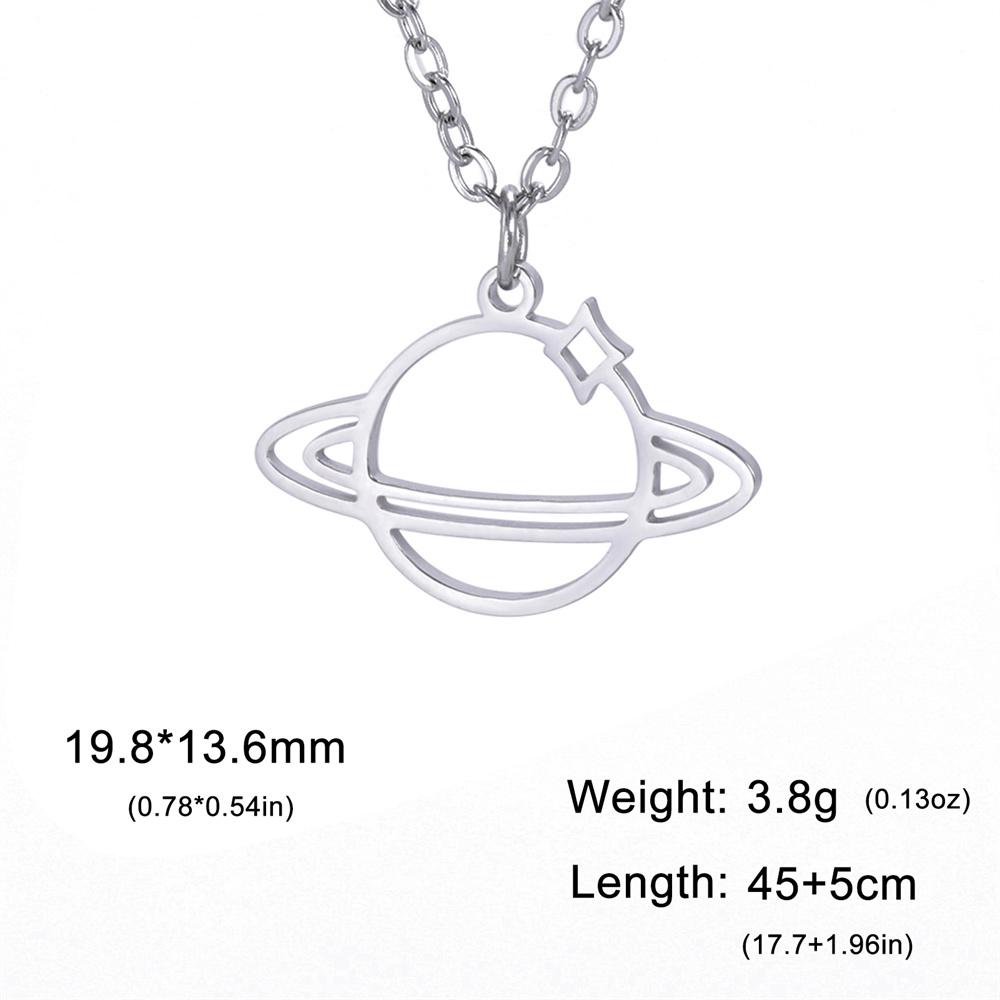  Saturn Planet Star Pendant Necklace for Women Girls Stainless Steel Paperclip Chain Space Creative Romantic Jewelry Gift