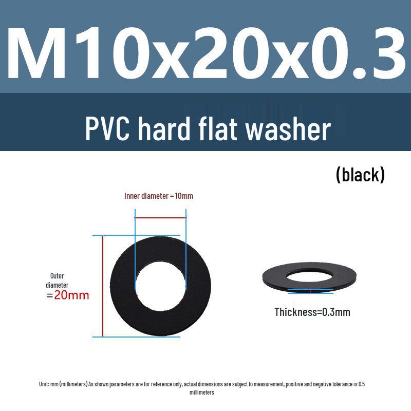 Yigu Black Nylon PVC Sealing Washer M4/M5: Thick, Insulating Plastic for Screws
