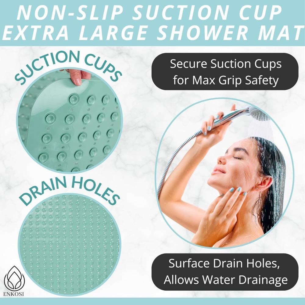 Bathroom Mat with Suction Cup Round Hole Design Non Slip Anti Fall Bathroom Mat Massage Ring Quick Drain Bathroom Toiletries
