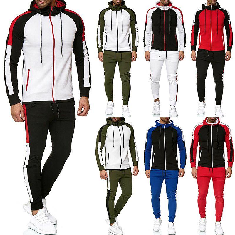 Mens Jogging Tracksuit Hoodie Coat Jacket Trousers Pants Sports Sweat Suit Set