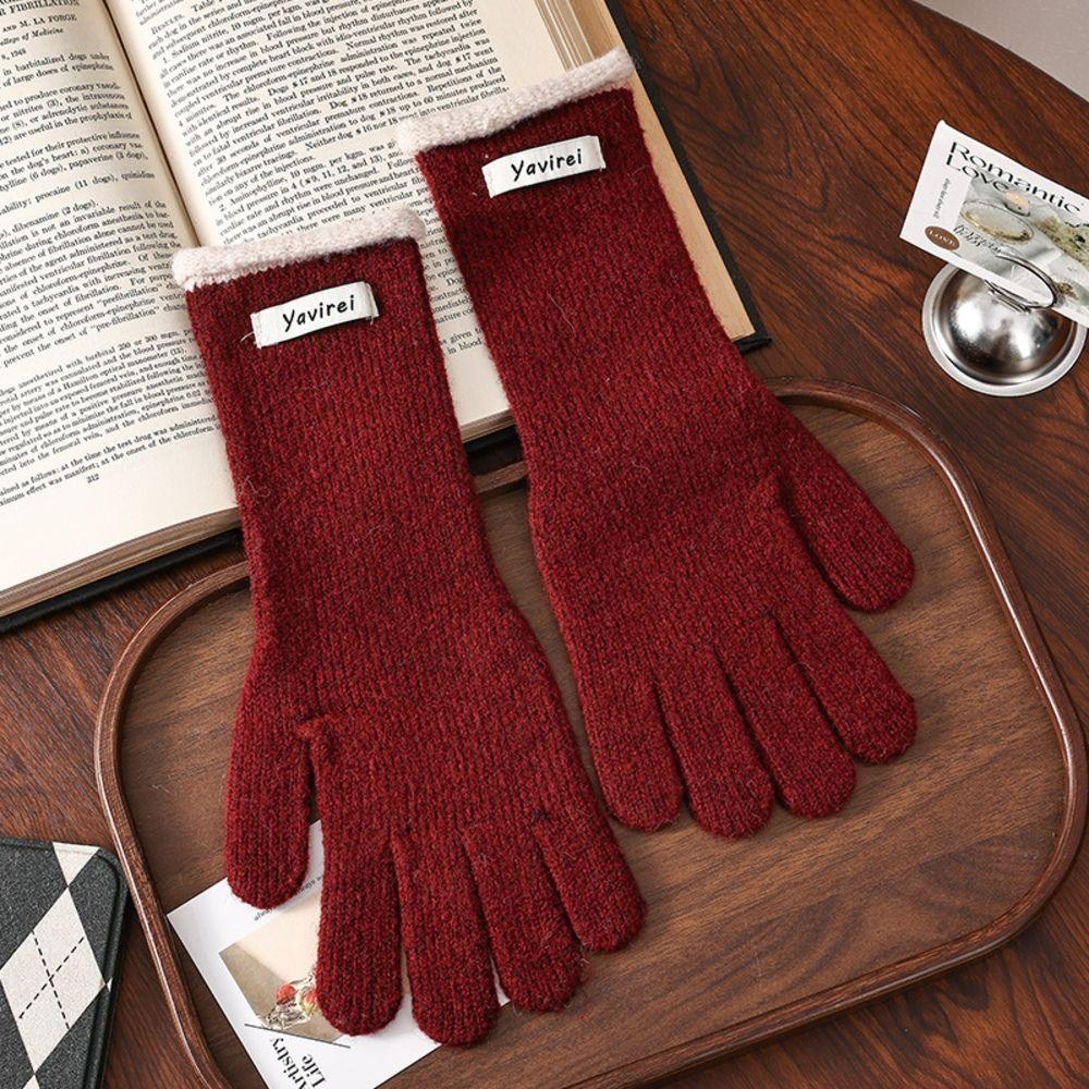 Fleece Lined Warm Touch Screen Gloves Windproof Long Cuff Gloves Girls