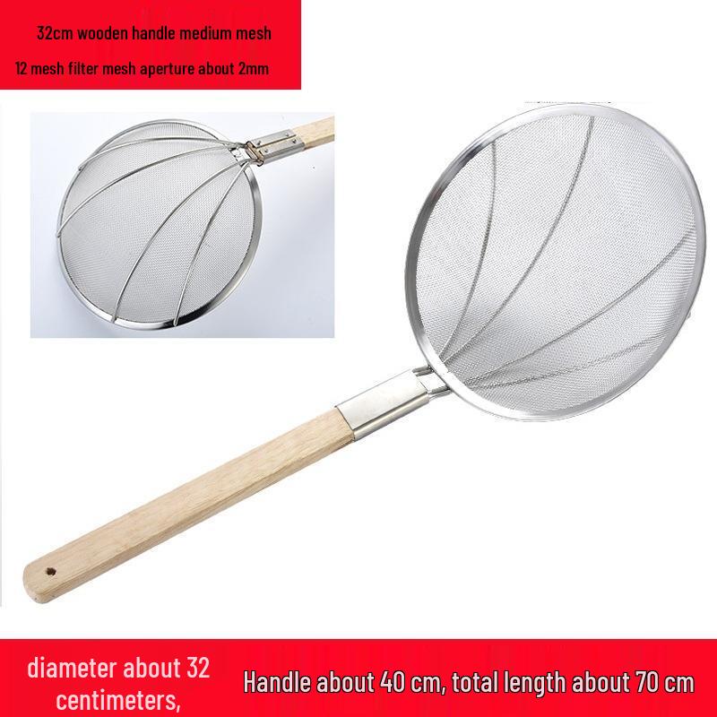 JINGRUIXIANG Edelstahl-Schaumlöffel mit Holzgriff