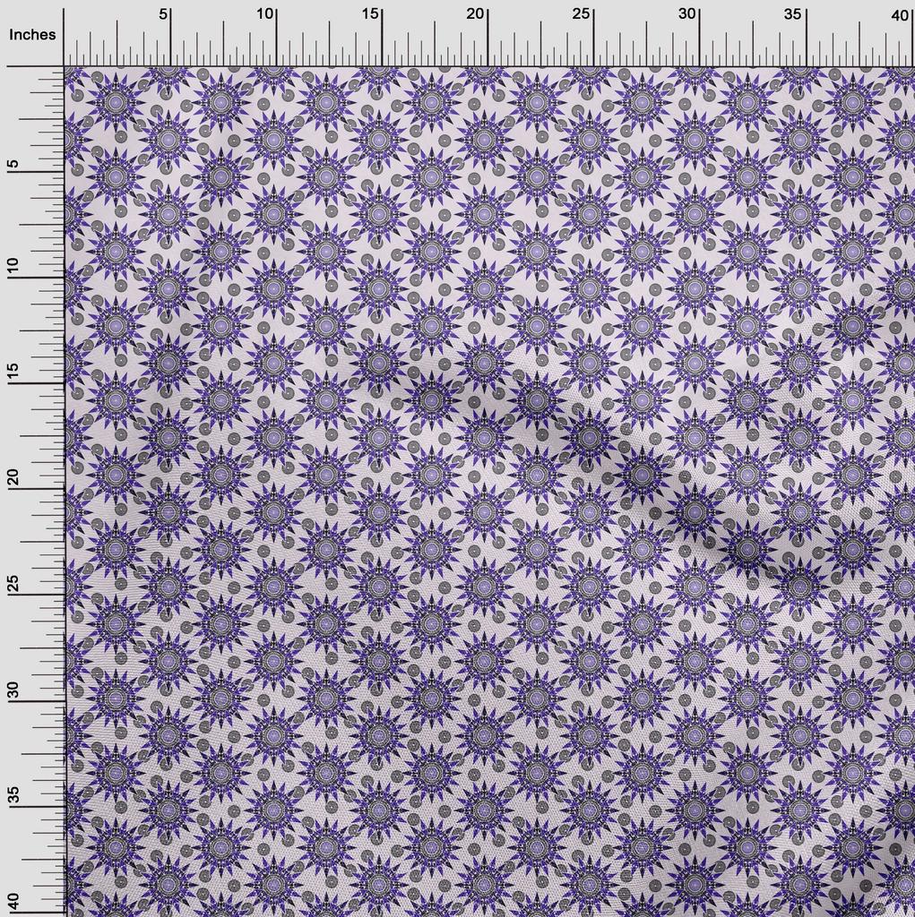 oneOone Cotton Flex Blue Fabric Asian Block Sewing Fabric by The Yard Printed DIY Clothing Sewing Supplies 40 Inch