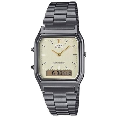 CASIO ANA-DIGI Quartz Watch Vintage Series AQ-230GG-9A Unisex Dual Time Light Gold Overseas Model