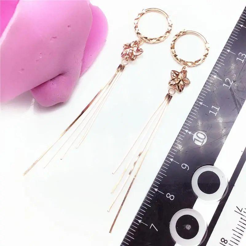Purple Gold Long Star Fringed Earrings Fashionable Personalized Color Gold Plated Rose Gold Earrings