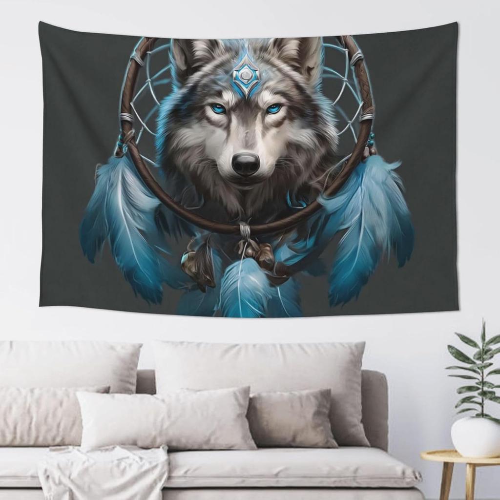 Hanging Living Room 3D Wolf Dream Catcher Tapestry Modern Wall Art Wall Blanket Aesthetic Tapestrys Indoor Outdoor Tapestries