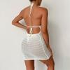 Beach Skirt Women Solid Color Sexy Knitted Beach Bikini Swimsuit Hoodie Dress