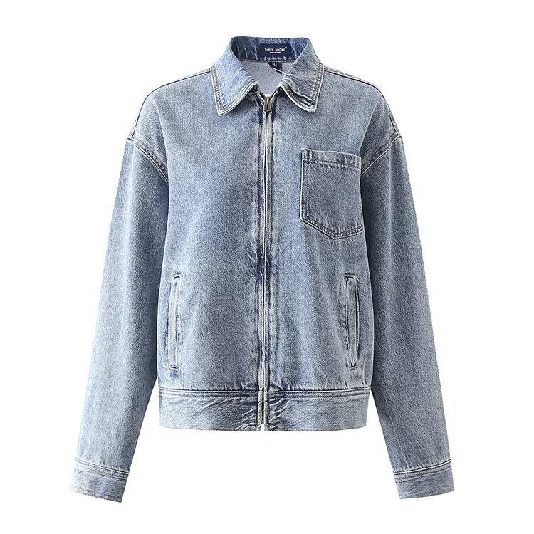 European and American style, new women s clothing, fashionable, casual, versatile, fashionable, classic denim jacket S