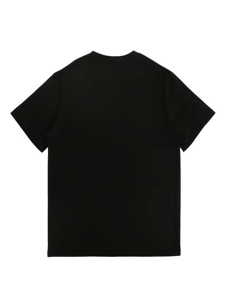 New Men'S Oversized Cross Print Short-Sleeve T-Shirt, Trendy Black Graphic Tee for Men, Perfect for Summer Outfits, Casual Wear