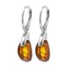 Baltic Honey Amber and Sterling Silver Modern Plumeria Earrings
