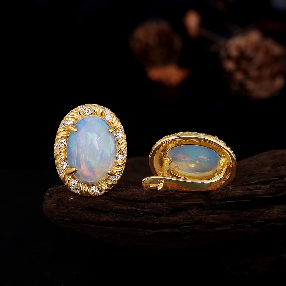 Gorgeous 925 Sterling Silver Women's Clasp Earrings Fine Jewelry for Festival Gift, Oval 10*14mm Natural Opal Awaken Inspiration