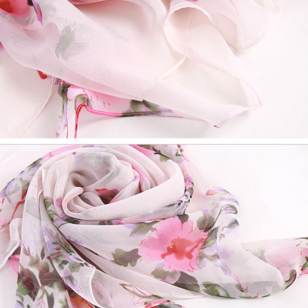 Fashion Summer Women Floral Print Scarf Lightweight And Elegant Women Luxury Beach Scarf Silk Scarf
