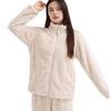 Women's Cloud Coral Fleece Pajama Set - Autumn/Winter 2025, High-Neck Flannel with Plush Velvet