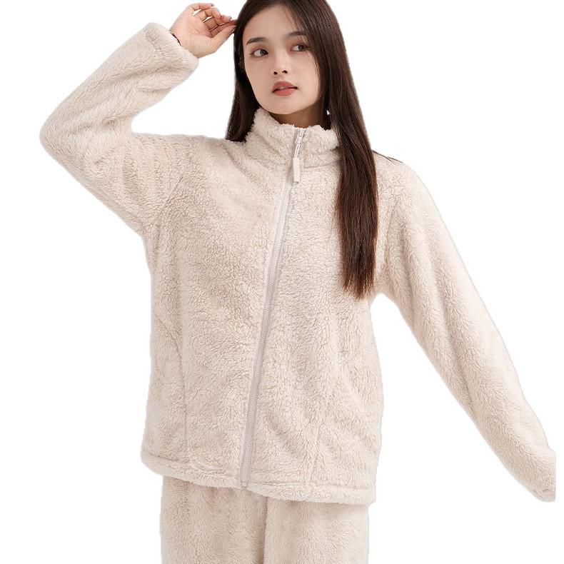 Women's Cloud Coral Fleece Pajama Set - Autumn/Winter 2025, High-Neck Flannel with Plush Velvet