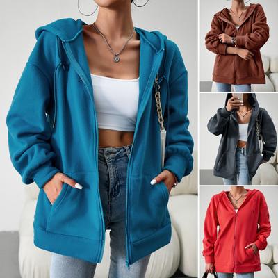 Cárdigan Sudadera con Capucha y Cremallera de Manga Larga Casual para Primavera Otoño para Mujer