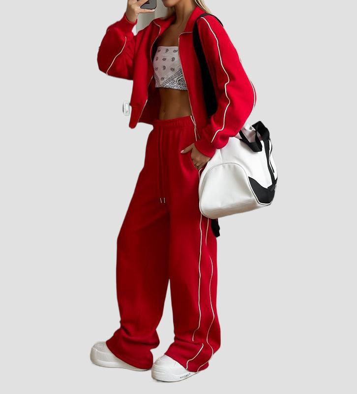 

Women Casual Two Piece Tracksuit Hoodie Sweatshirt with Long Pants Set XL червоний