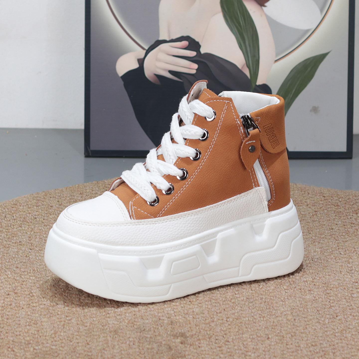 

Модные 8-сантиметровые женские кроссовки на белой платформе из высококачественной микрофибры, кроссовки на танкетке, удобная повседневная обувь для женщин 38