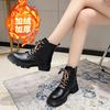 Thick-soled Martin fleece boots 2025 heightening retro new British small boots short boots autumn and winter trend ins