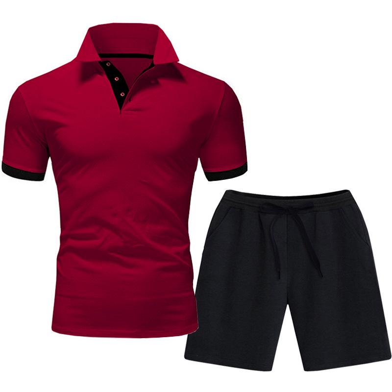 

Мужской повседневный летний костюм-двойка из однотонных блоков с настраиваемым логотипом XL