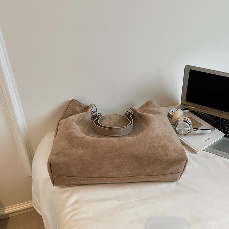 Vintage Suede Tote Bag Women's Large Capacity Commuter Shoulder Bag