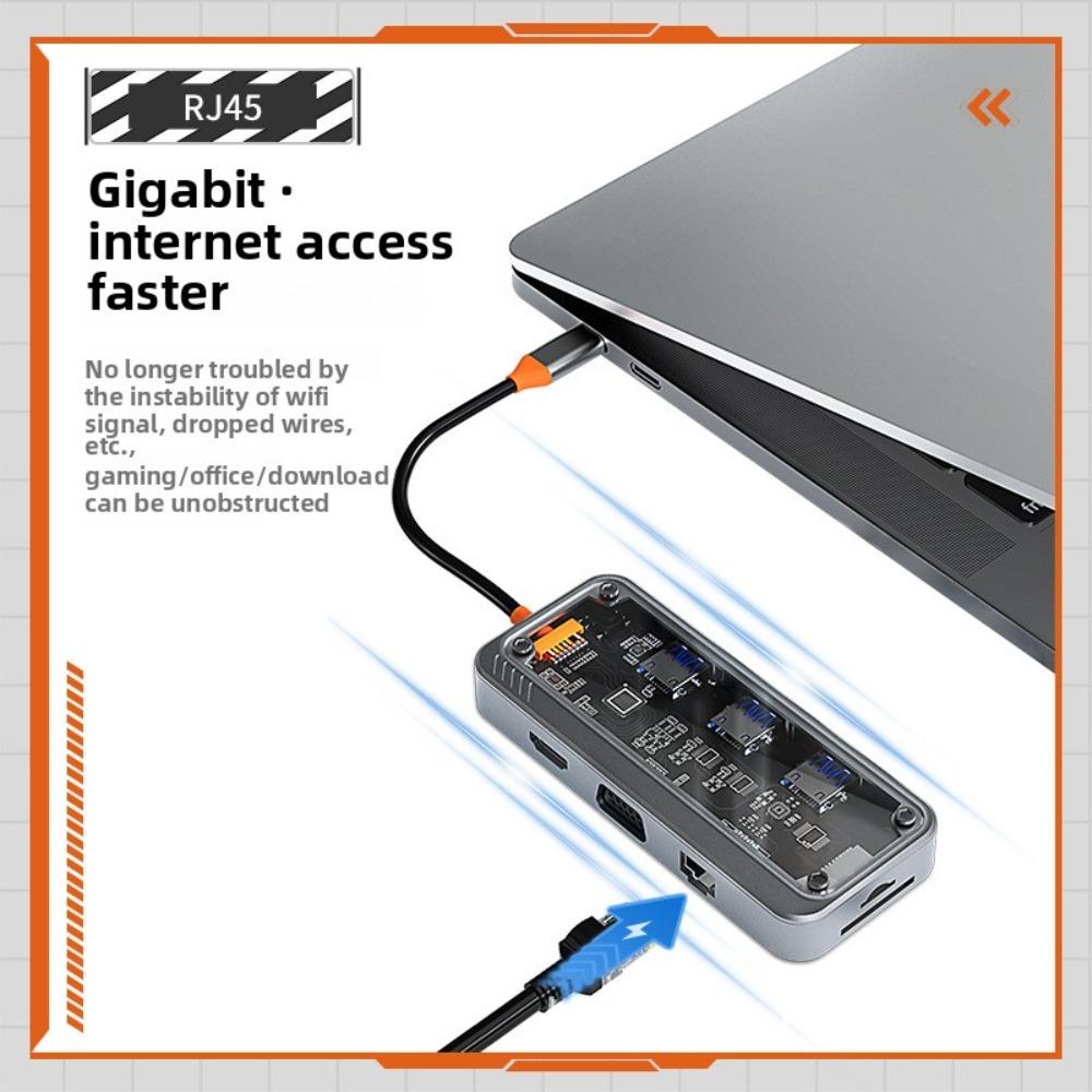 Type C Docking Station USB 3 0 Hub with RJ45 Gigabit Ethernet Adapter Multiport Expander for Laptop MacBook