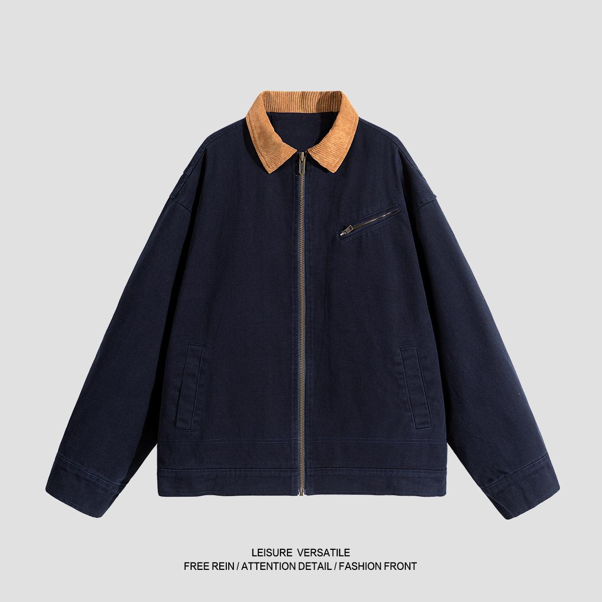 

Куртка из чистого хлопка для мужской новой куртки в американском стиле, стиранная и состаренная, с лацканами, мужская весенне-осенняя одежда 2XL