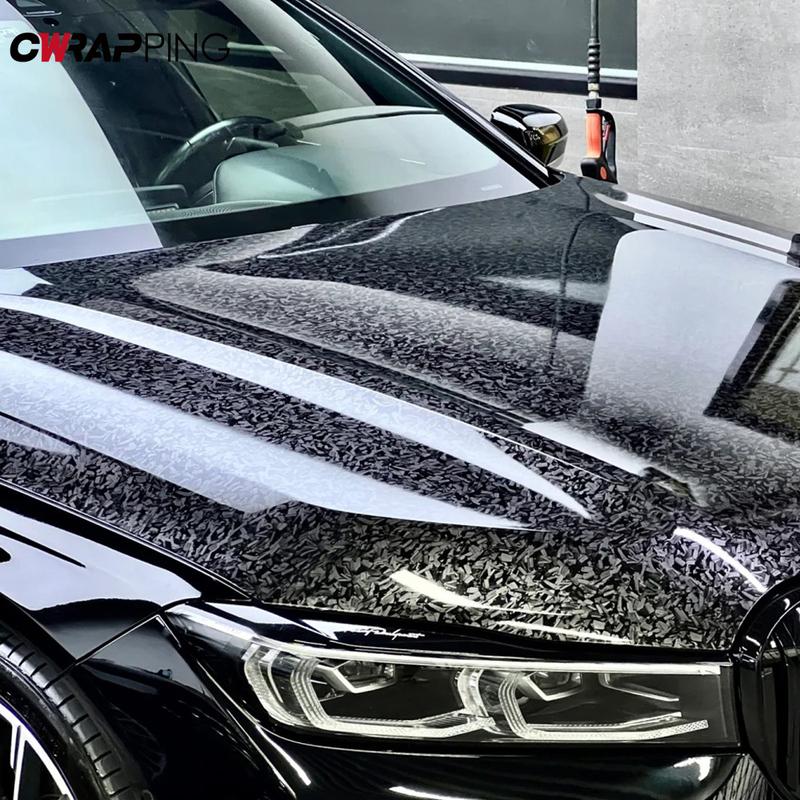 Carbon Fiber Warp Glossy Black Car Film Vinyl Auto Tuning Forged Carbon Fiber Vinyl Wrap Decals Car Stickers for Car Accessories