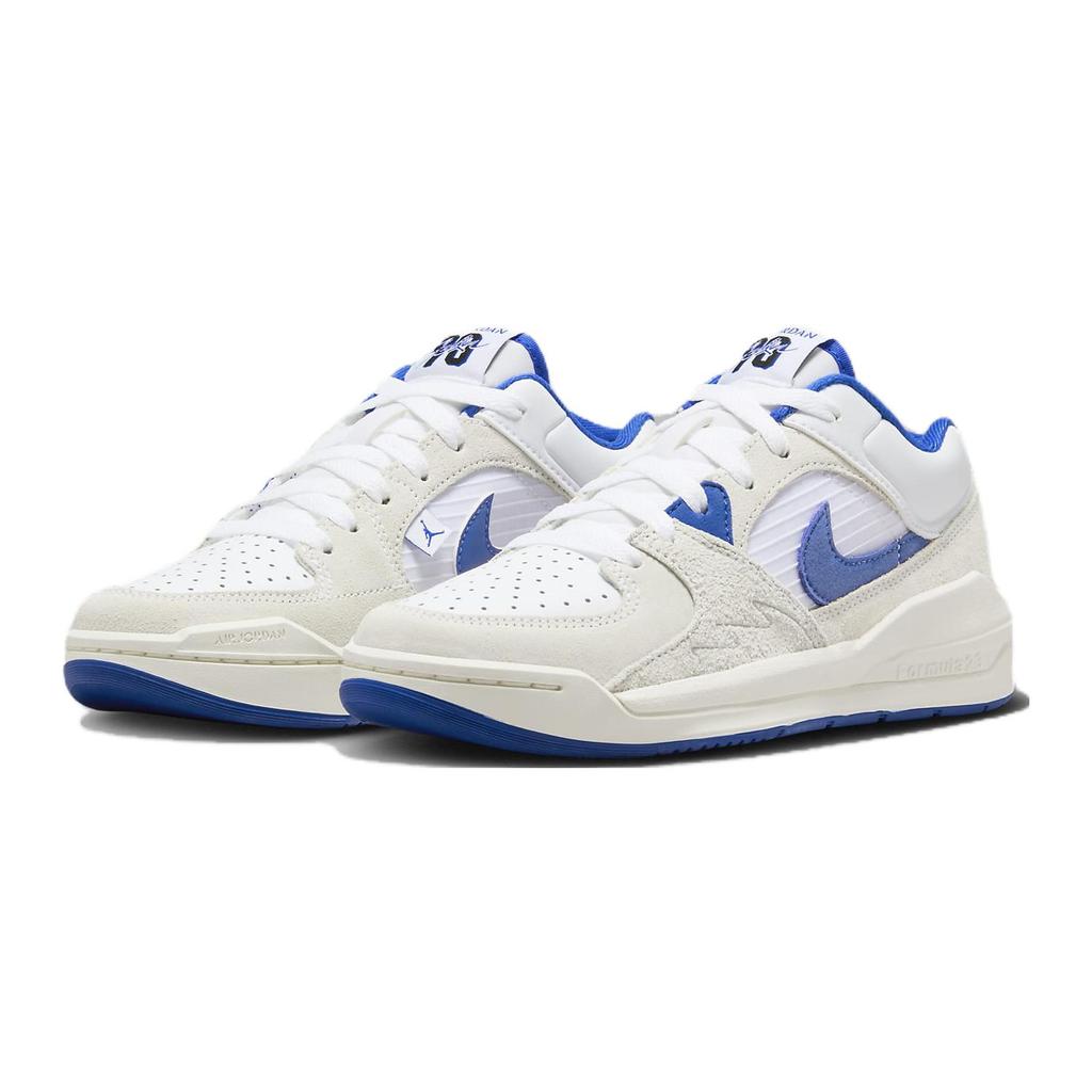 New Jordan Stadium 90 Cushioning, Wear Resistant Low Top Children's Basketball Shoes White Blue Teenagers DX4399-104