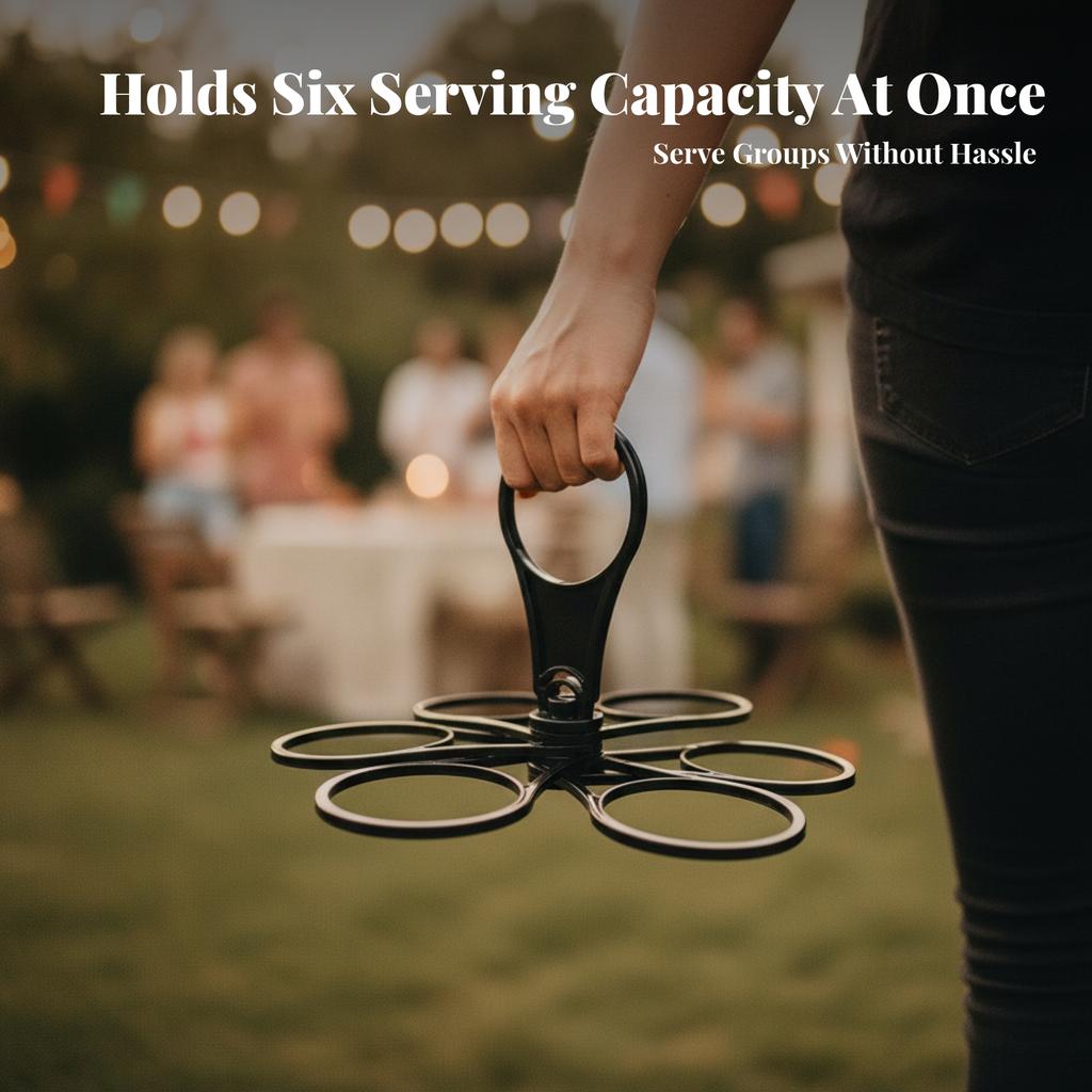 Carousel Cup Holder Carry Handle Foldable Cup Holder Drink Storage Open Loop Compact Folded