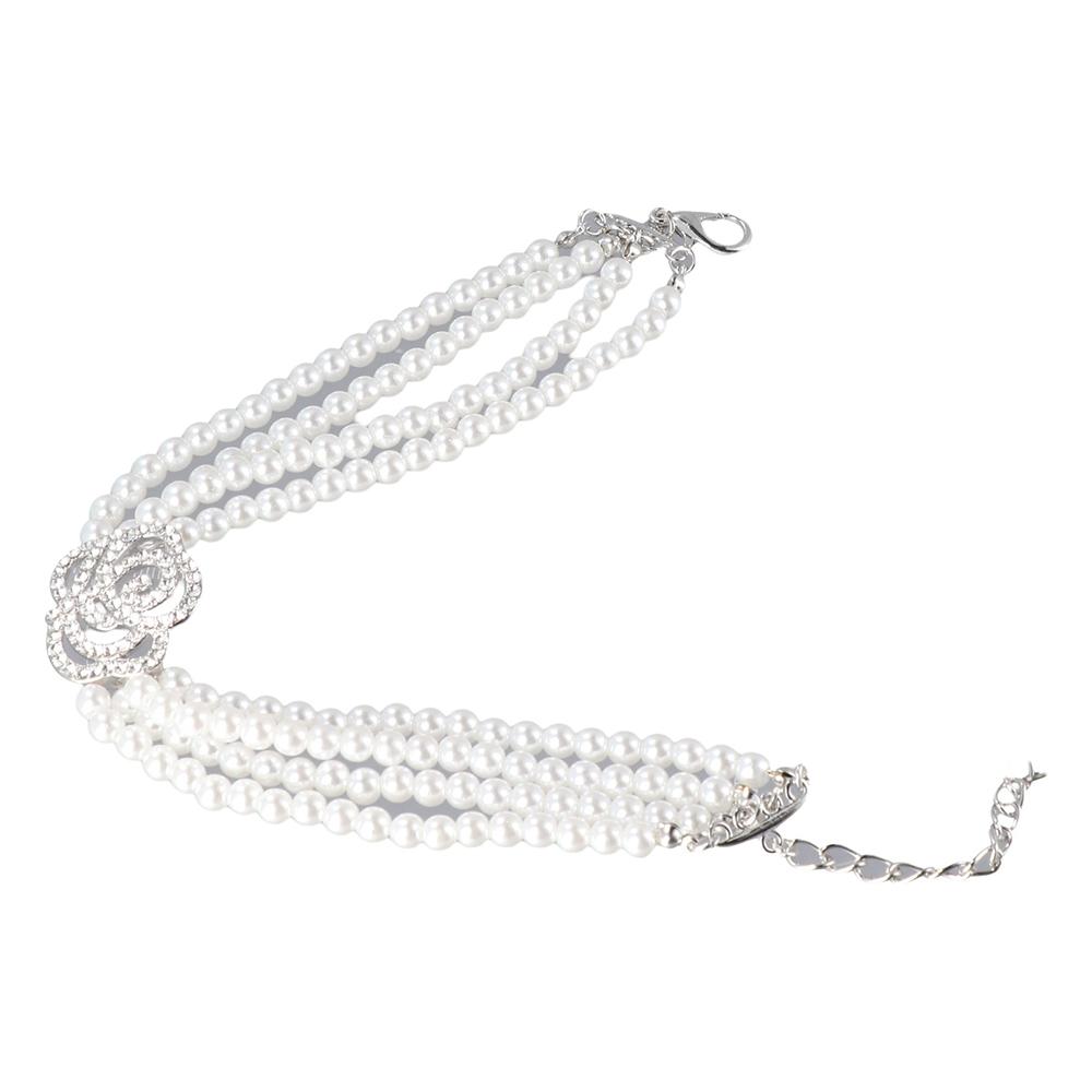 Rhinestone Four Rows Pearls Dog Choker Jewelry Dog Chain Puppy Accessories Pet Supplies Pet Collar Cat Jewelry Dog Necklace