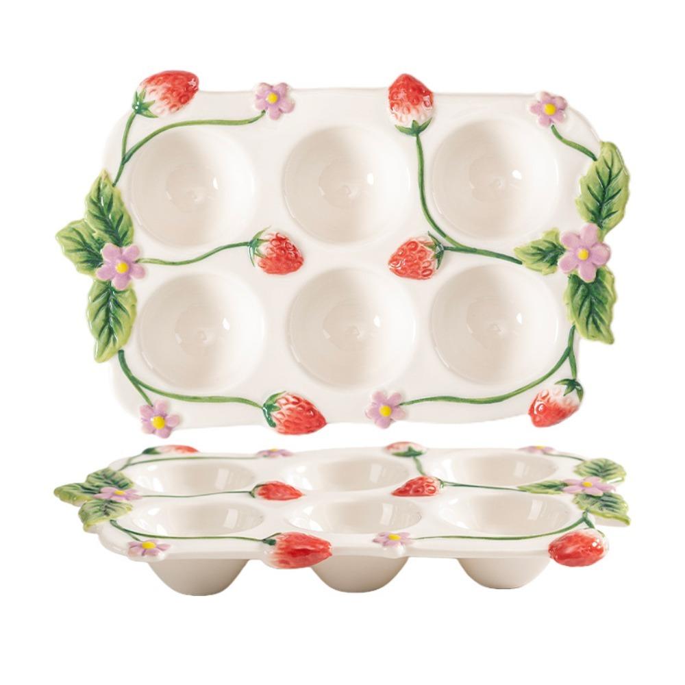 

Stackable Kitchen Seasoning Dish 6 Slot Egg Storage Tray Serving Dish Egg Storage Box Refrigerator Ceramic