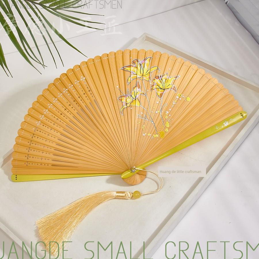 All-Bamboo Folding Fan, New Chinese Style, Mini Fan, Traditional Style, Small Folding Fan for Cheongsam, Retro Portable Folding Fan for Women