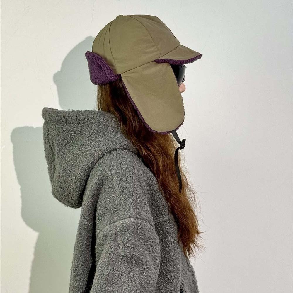 Japanese Style Earflaps Visor Hat Lightweight Windproof Pilot Cap Retro Ear Protection Cap  Autumn