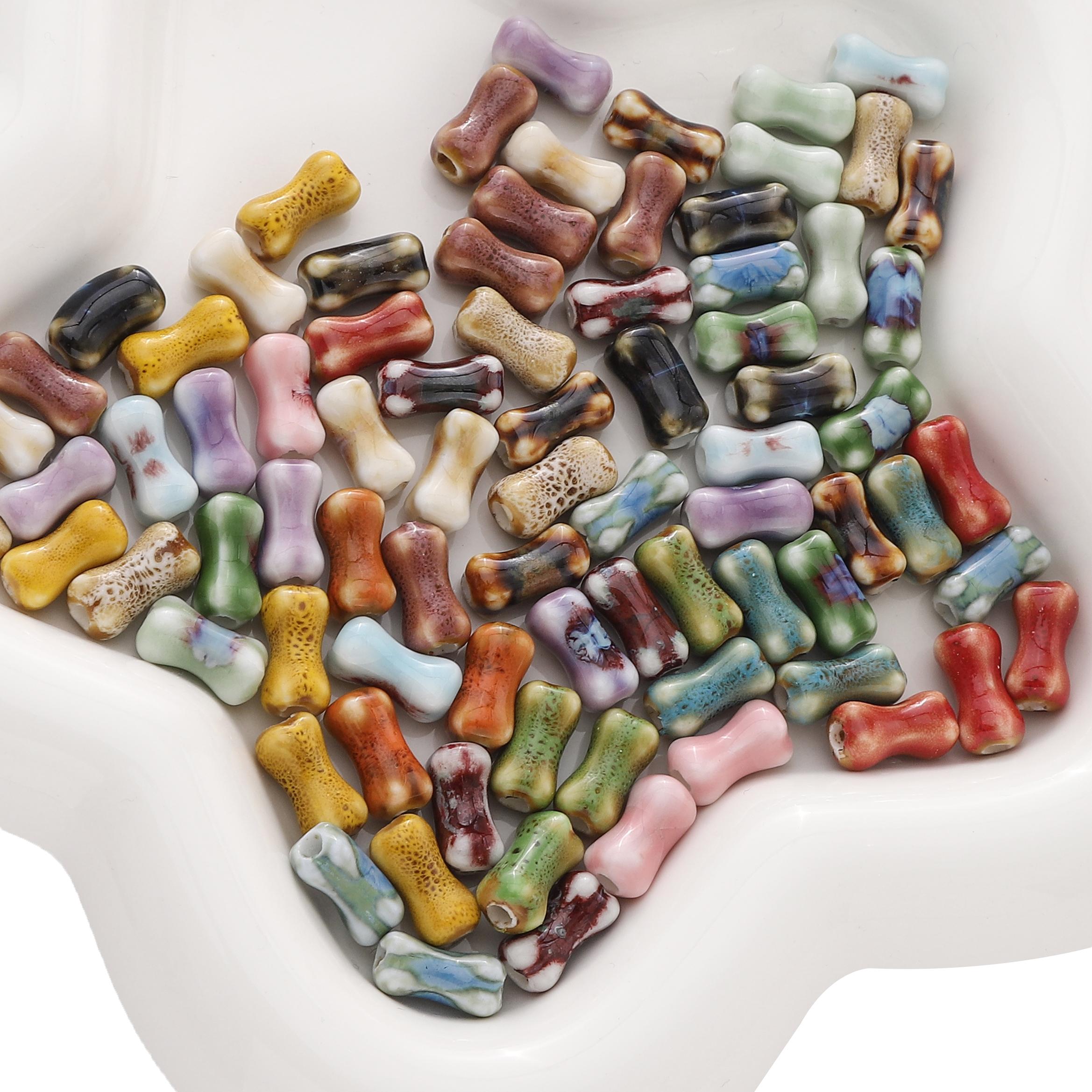 

2-10 шт. Керамические бусины ручной росписи костяной интервал разбросанные бусины для самостоятельного изготовления браслетов ожерелий ювелирных изделий 10pcs разноцветный