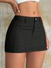 Rose Beauty A WomenY2K Street Solid Seam Detail Stretchy High Waist Denim Mini Skirt Casual Slimming Jeans Skirts