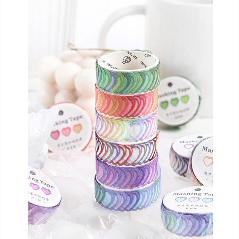 100Pcs/roll Love Heart-shaped Washi Tape Confession Poem Series Hand Account DIY Decoration Sticker Masking Tape Journal Decor