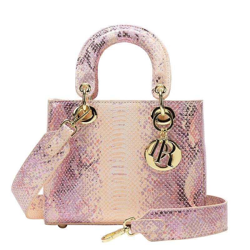Cross-border snake pattern new Princess Diana bag high-end single shoulder messenger bag high-end fashion pink portable women's bag versatile