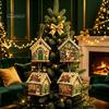 Personalized Room Ornament DIY Christmas Faux Pearl Art Painting Hanging Pendant Kit, 3D Bead Gingerbread Handmade Assembly Model House Miniature