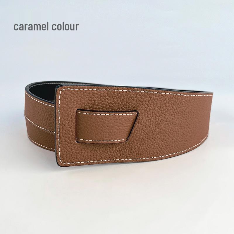 

Женский широкий ремень из натуральной кожи - Универсальный стиль с узлом для пальто и платьев