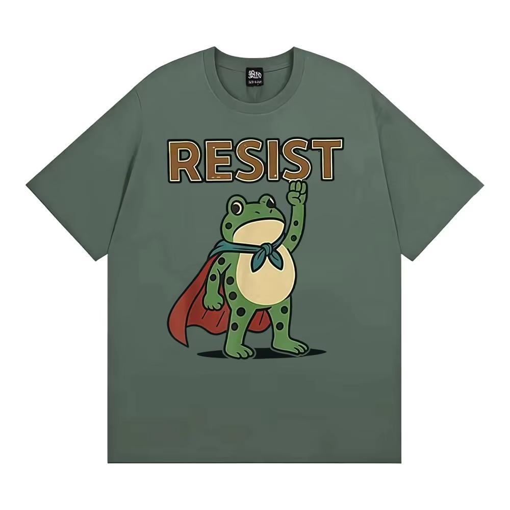 Funny Resist Portland Frog Protest Against Classic T Shirt Unisex Fashion Humor Loose Oversized Tshirt Men Summer Tops Tshirts