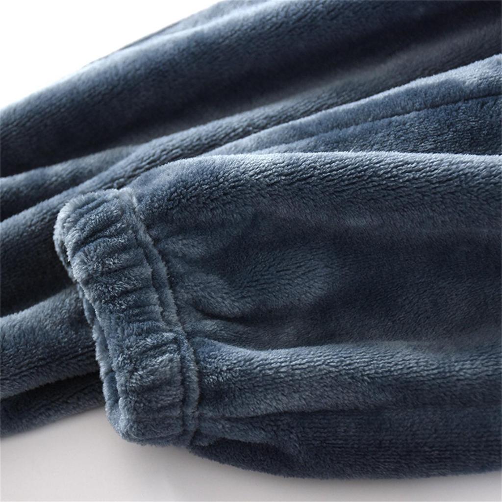 Erkek Pijama Altı Polar Kalın Mercan Polar Sıcak Pantolon Sonbahar ve Kış Flanel Kapalı Ev Pantolonu Büyük Beden