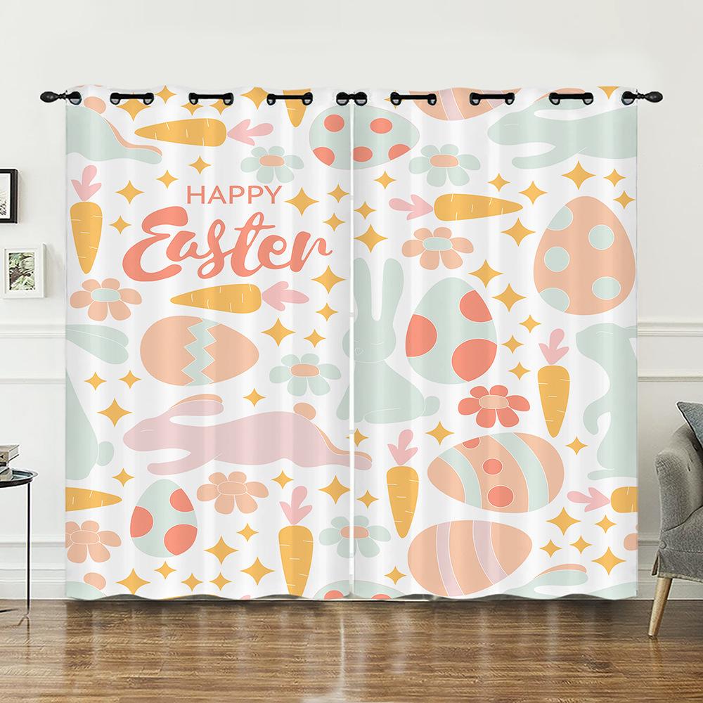 Curtains Animal Rabbit Egg Easter Curtain Digital Printing Blackout Curtain No Punching